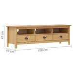 vidaXL Meuble TV Hill Range Marron miel 158x40x47cm Bois de pin solide