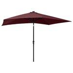 vidaXL Parasol de jardin avec LED et mât en acier rouge bordeaux 2x3 m