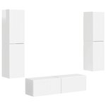 vidaXL Ensemble meuble TV 6 Pièces Blanc brillant Bois d'ingénierie