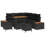 vidaXL Ensemble de canapé de jardin avec coussin 8 Pièces Noir