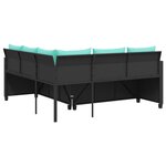 vidaXL Canapé de jardin avec table et coussins en forme de L noir