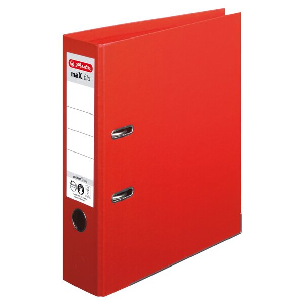 Classeur à levier maX.file Protect Plus Polypro Int / Ext Dos de 80 mm Rouge HERLITZ