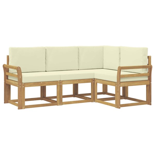 vidaXL Ensemble de canapés d'extérieur 4 Pièces Blanc et crème