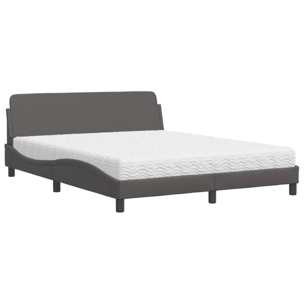 vidaXL Lit avec matelas gris 160x200 cm similicuir