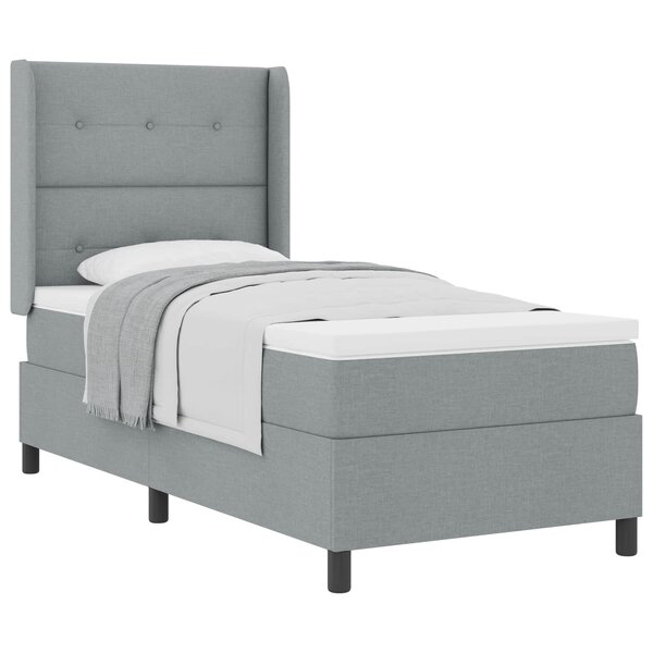 vidaXL Lit à ressorts avec matelas Gris clair 200 x 80 cm tissu