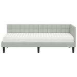 vidaXL Cadre de lit d'angle avec matelas 2 Pièces Gris clair Velours