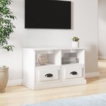 vidaXL Meuble TV blanc brillant 80x35x50 cm bois d'ingénierie