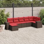 vidaXL Salon de jardin avec coussins 7 Pièces marron résine tressée