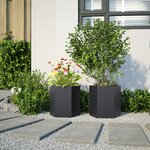 vidaXL Jardinières 2 Pièces noir hexagone 46x40x45 cm acier