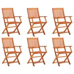 vidaXL Chaises de jardin pliables lot de 6 Bois d'eucalyptus massif