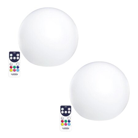 Lot de 2 boules lumineuses sans fil led 2x bobby c30 blanc polyéthylène d30cm