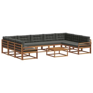 vidaXL Ensemble de canapés d'extérieur 10 Pièces Naturel et Anthracite