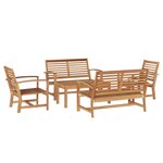 vidaXL Ensemble de canapé de jardin 5 pc Naturel Bois de teck massif