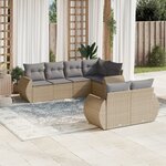 vidaXL Salon de jardin avec coussins 7 Pièces beige résine tressée