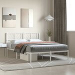 vidaXL Cadre de lit métal avec tête de lit blanc 140x190 cm