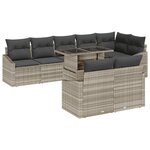 vidaXL Ensemble de canapés de jardin 9 pièces avec coussins gris clair en poly rotin