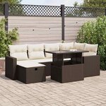 vidaXL Salon de jardin avec coussins 7 Pièces marron résine tressée
