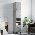 vidaXL Buffet haut Gris béton 34 5x34x180 cm Bois d'ingénierie