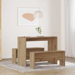 vidaXL Ensemble table à manger et bancs 3 Pièces bois d'ingénierie