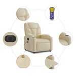 vidaXL Fauteuil inclinable de massage électrique Crème Tissu