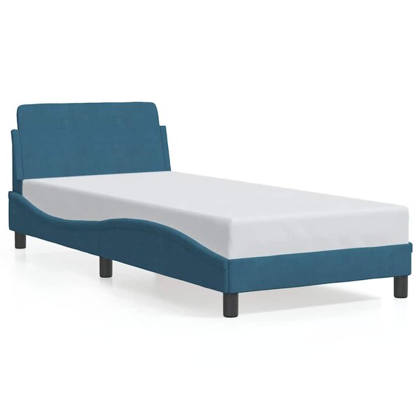vidaXL Cadre de lit avec tête de lit Dover bleu 90x190 cm velours