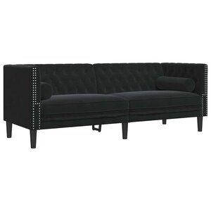 vidaXL Canapé Chesterfield Autre Noir 194 x 74.5 x 70.5 cm Velours