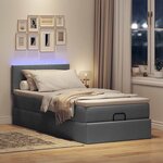 vidaXL Lit ottoman avec matelas et LED gris foncé 90x200 cm tissu