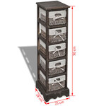 vidaXL Étagère de rangement en bois 5 paniers en tissage Marron