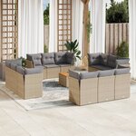 vidaXL Salon de jardin et coussins 13 Pièces mélange beige résine tressée