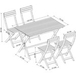 Ensemble repas de jardin pliable 4 places - table 120x70cm et 4 chaises - En bois d'eucalyptus