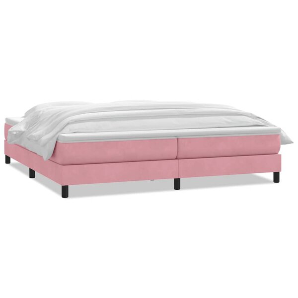 vidaXL Sommier à lattes de lit avec matelas rose 180x210 cm velours