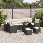 vidaXL Ensemble de canapé de jardin avec coussin 10 Pièces Noir et crème