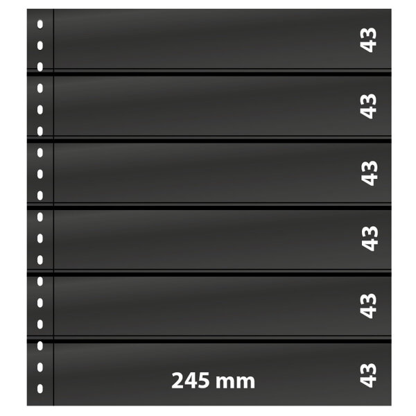 Feuilles de classement Omnia Lindner à 6 bandes pour timbres-poste. Fond - Noir