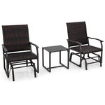 Meubles 3 pièces de patio coulissants charge 180 kg salon de jardin 2 fauteuils en rotin avec mousse à séchage rapide en verre trempé marron 20_0008898