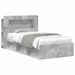 vidaXL Cadre de lit avec rangement Gris béton 75 x 190 cm