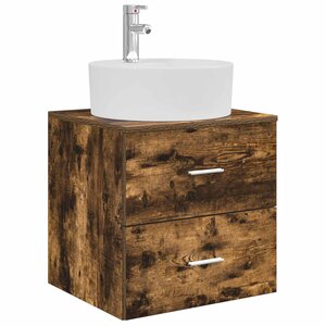 vidaXL Vanité de lavabo mural Chêne fumé 49 5 x 44 5 x 65 cm