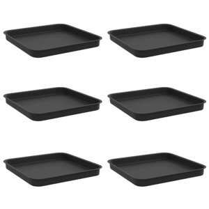 vidaXL Plateau carré à fleurs 6 pc Noir 21 x 21 x 2 cm Plastique