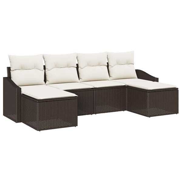 vidaXL Ensemble de salle à manger pour jardin 6 Pièces Marron  Crème
