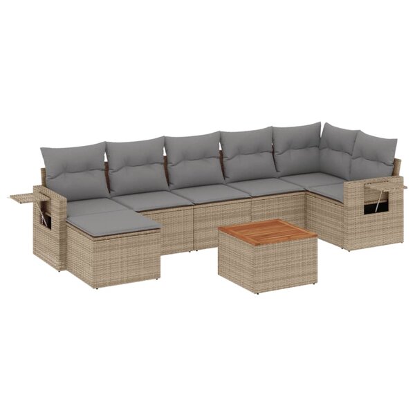 vidaXL Salon de jardin avec coussins 8Pièces mélange beige résine tressée