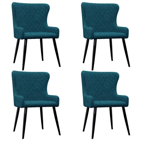 vidaXL Chaises à manger lot de 4 Bleu Velours