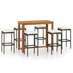 vidaXL Ensemble de bar de jardin avec coussins 7 Pièces Marron