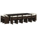vidaXL Ensemble à manger de jardin avec coussins 15 Pièces marron rotin