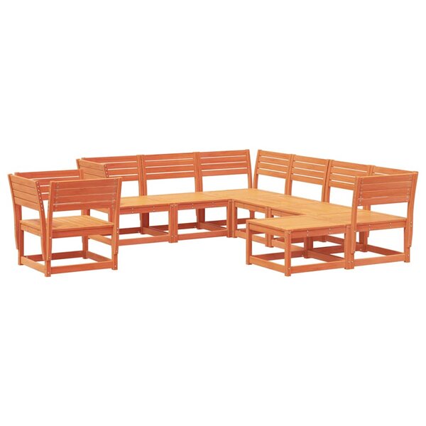 vidaXL Salon de jardin 8 Pièces cire marron bois de pin massif