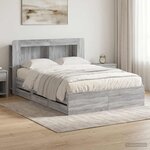vidaXL Cadre de lit avec rangement Sonoma gris 150 x 200 cm
