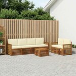 vidaXL Ensemble de canapés d'extérieur 7 Pièces Naturel et Crème