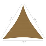 Vidaxl voile d'ombrage 160 g/m² taupe 3 6x3 6x3 6 m pehd
