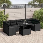 vidaXL Salon de jardin 8 Pièces avec coussins noir résine tressée