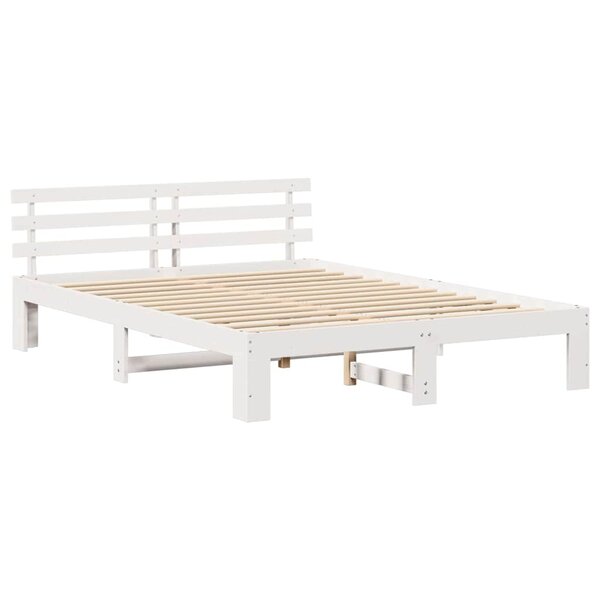 vidaXL Cadre de lit Blanc 160 x 200 cm Bois de pin massif