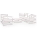vidaXL Salon de jardin 6 Pièces Blanc Bois de pin massif
