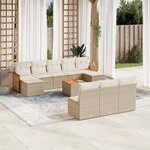 vidaXL Salon de jardin 11 Pièces avec coussins beige résine tressée